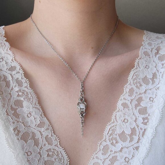 Whimsical selenite and silver fairy rosary necklace ✦ whimsigoth style ✦ - Picture 7 of 7